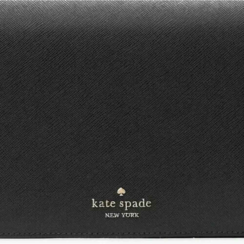 Kate Spade Staci Flap Shoulder Bag Purse in Black Leather KF371
